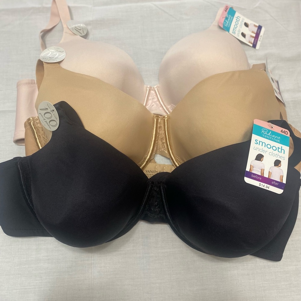 3 piece bundle of NWT Radiant by Vanity Fair bras size 44D
